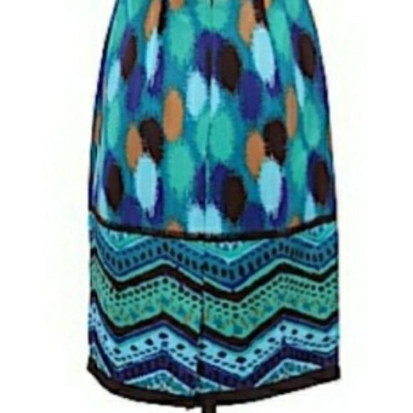 Mod Apron Watercolor Abstract Polka Dot Sleeveless Midi Dress Blue Green Sz 4 - Picture 8 of 11